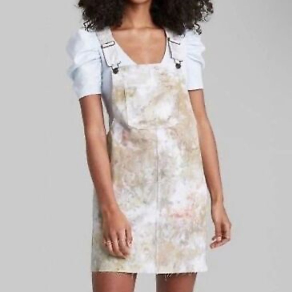 Wild Fable Tie Dye Pinafore Tie-Dye Wash Denim Dress Skirtalls